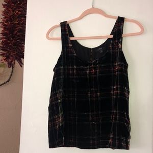 Plaid velvet tank top